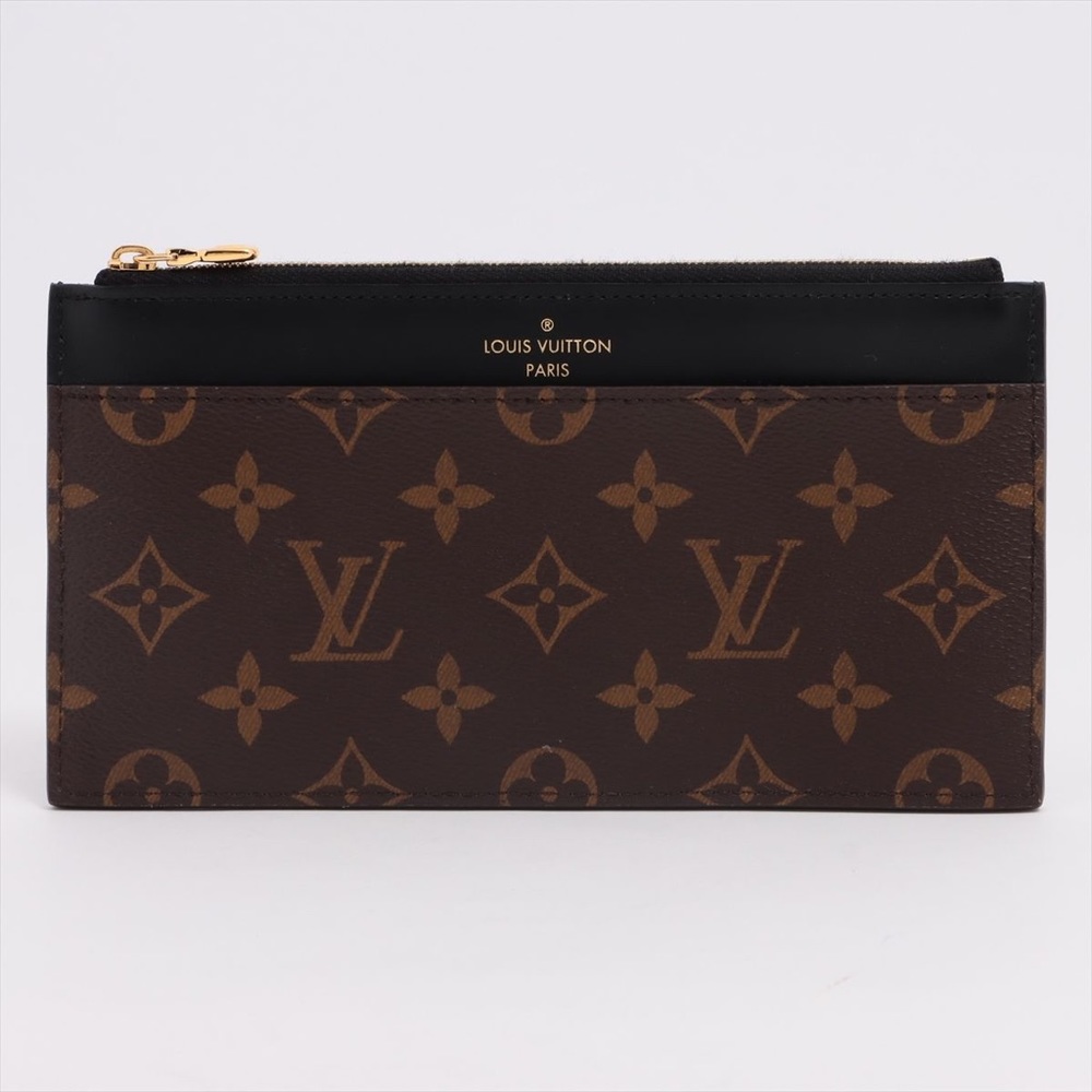 Louis Vuitton Monogram Slim Purse Black **No serial number** IC tag